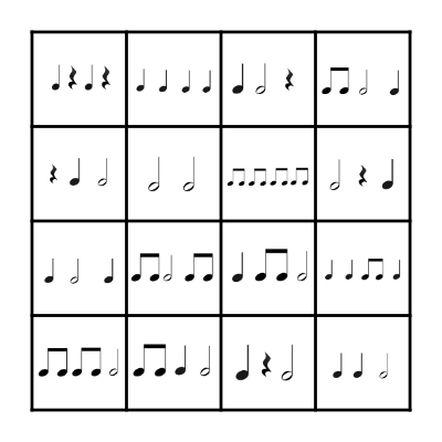 Rhythm Bingo Level 1 Bingo Card