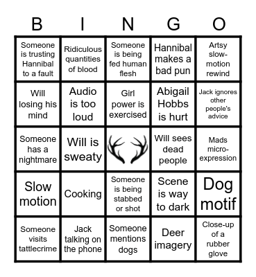 Hannibal (2013) Bingo Card