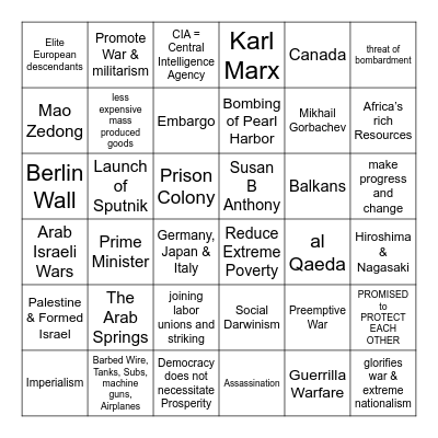 Final Exam Bingo Card