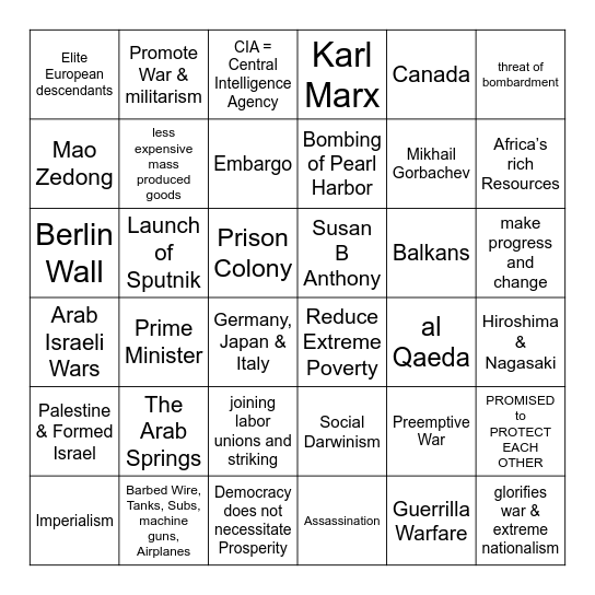 Final Exam Bingo Card