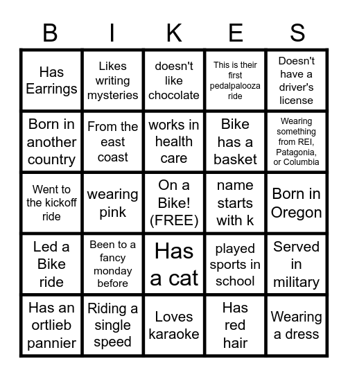 Fancy Mondays Bingo Card