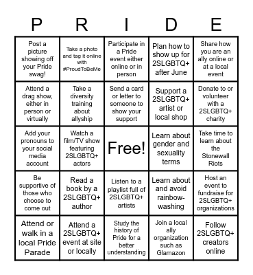 Pride Bingo Card