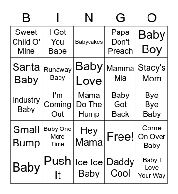 Baby Shower Bingo Card
