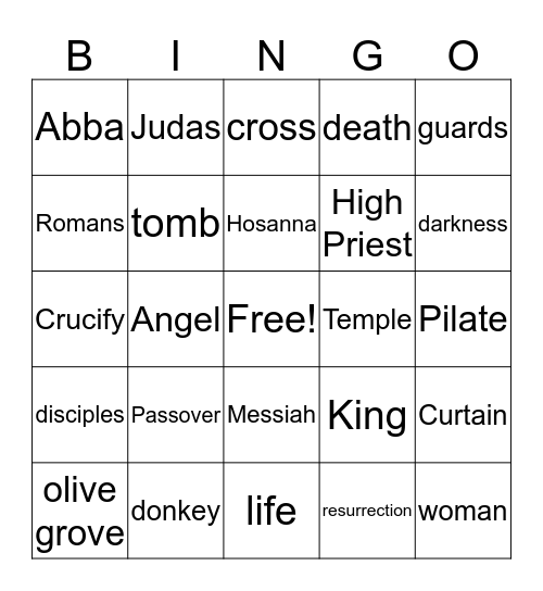 Confirmation Lesson Bingo Card