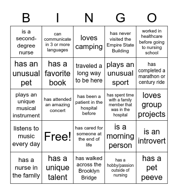 Human Bingo Card