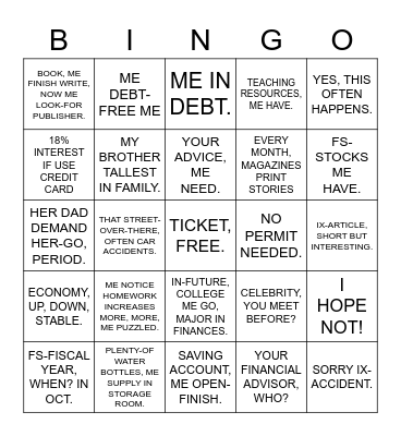 ASL 2 UNIT 8 GRAMMAR, PART II Bingo Card