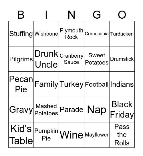 Thanksgiving Bingo Card