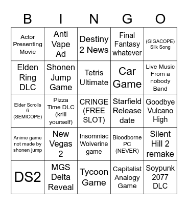 ULTIMATE SUMMER GAMES FEST COPEAPALOOZA Bingo Card