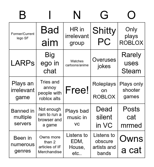 IF Bingo Card