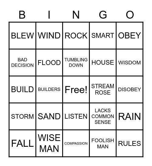 Kidventure Bingo Tournament #1 Bingo Card