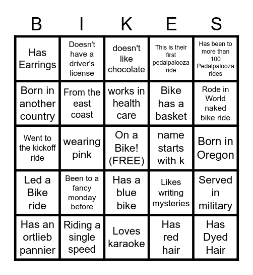 Fancy Mondays Bingo Card