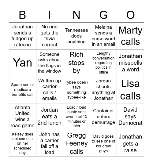 Office Bingo Card