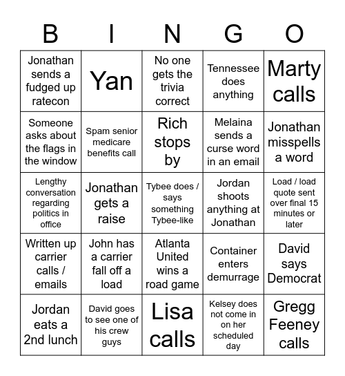 Office Bingo Card