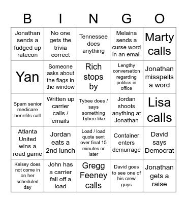 Office Bingo Card