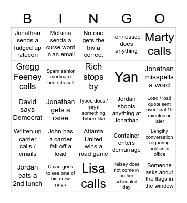 Office Bingo Card