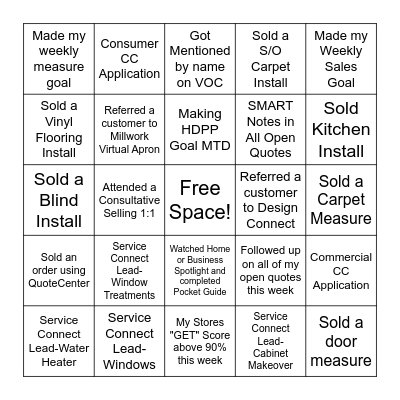 Store #1529 Specialty Bingo Card