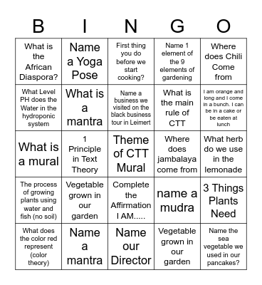 CTT Audubon Bingo Card