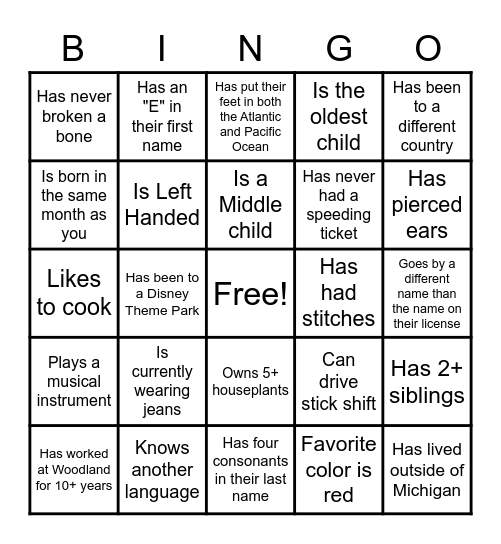 WD BINGO Card