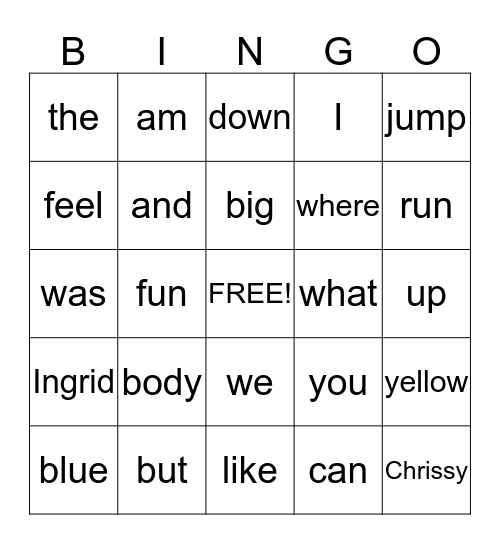 Words of the Week- 01.07-15.02 Bingo Card