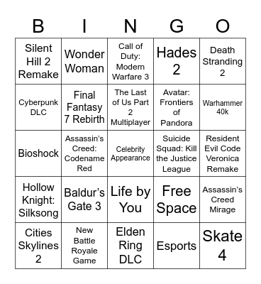 Geoff Fest Bingo Card