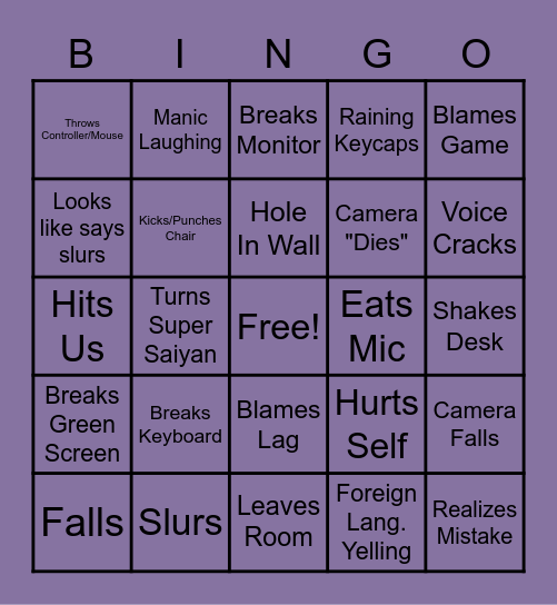 Rage Bingo Card