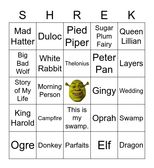 Shrek BINGO Card