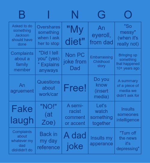 Emus Household Bingo Card