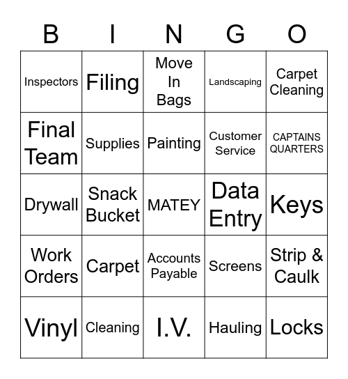 Pirate Crew Bingo Card