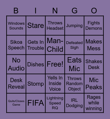 Rage Bingo Card