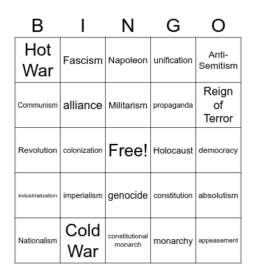 Exam Review Bingo Card
