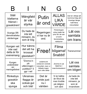 Nationaldagsbingo Card