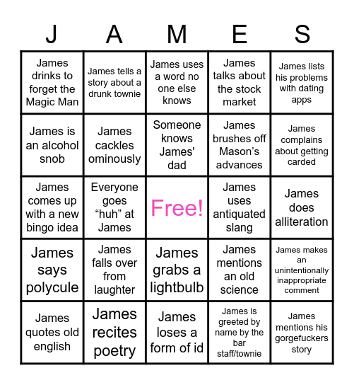 James Bingo Card