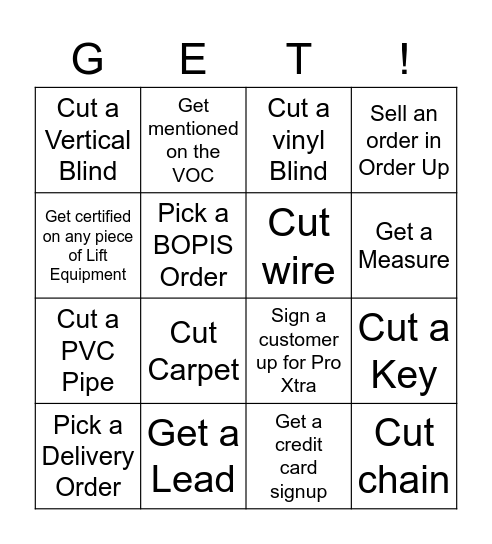 New Associate Board Bingo Card