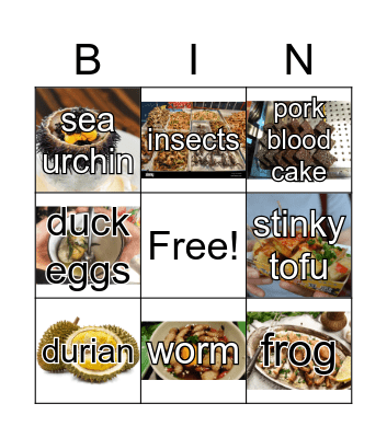 Food Bingo Card