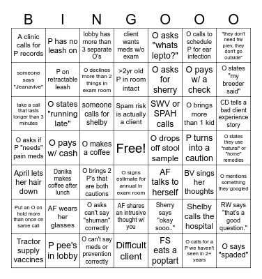 DSAH Bingo Card