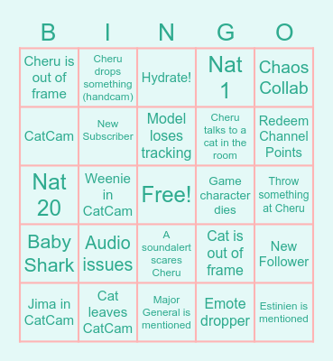 Cheru's Stream Bingo Card