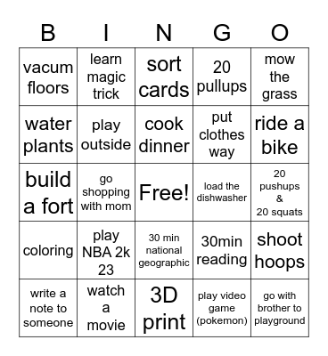 Ruslan Bingo Card