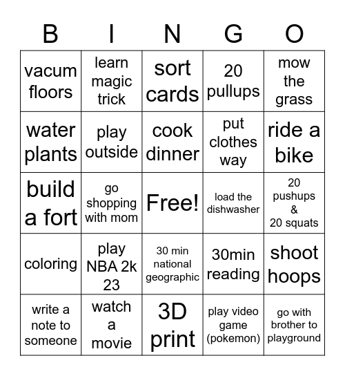 Ruslan Bingo Card