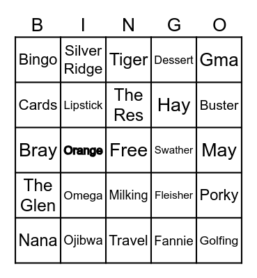 Barb's Bingo Card