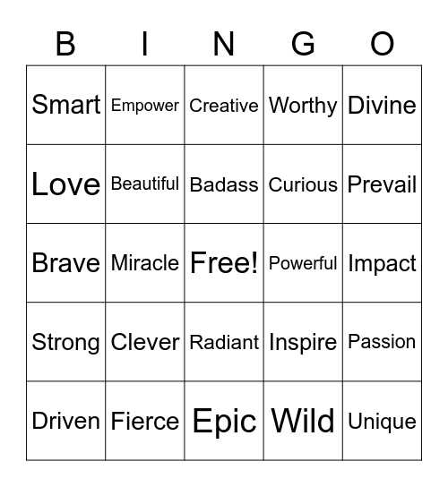 Empowering BINGO! Bingo Card