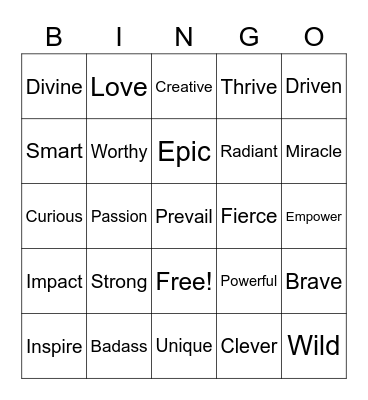 Empowering BINGO! Bingo Card