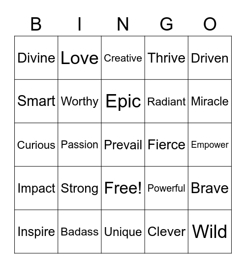 Empowering BINGO! Bingo Card
