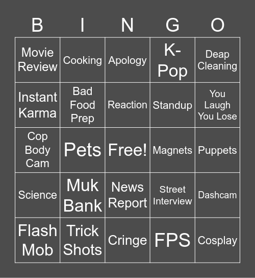 @TableTopDown's Viral Video Bingo Card