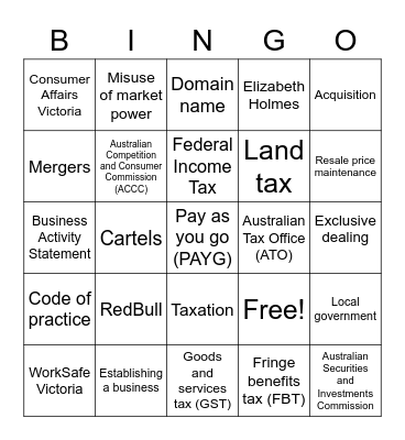 Legal Requirements Bingo Card