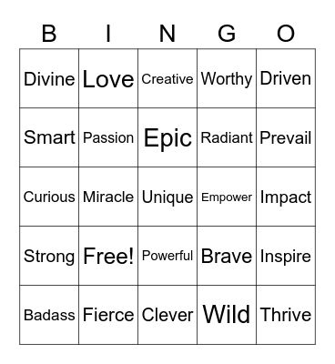 Empowering BINGO! Bingo Card