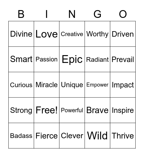 Empowering BINGO! Bingo Card