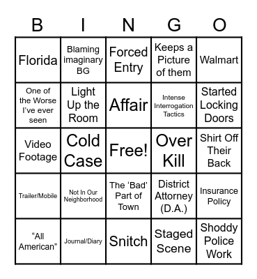 TV Show Bingo Card