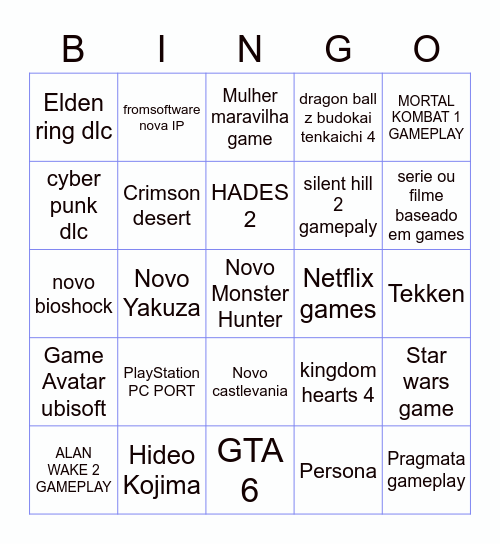 Summer Game Fest 2023 Bingo Card