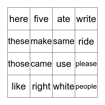 Long Vowel Sounds Bingo Card