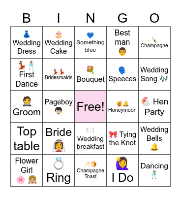 Carla’s Bridal Bingo Card